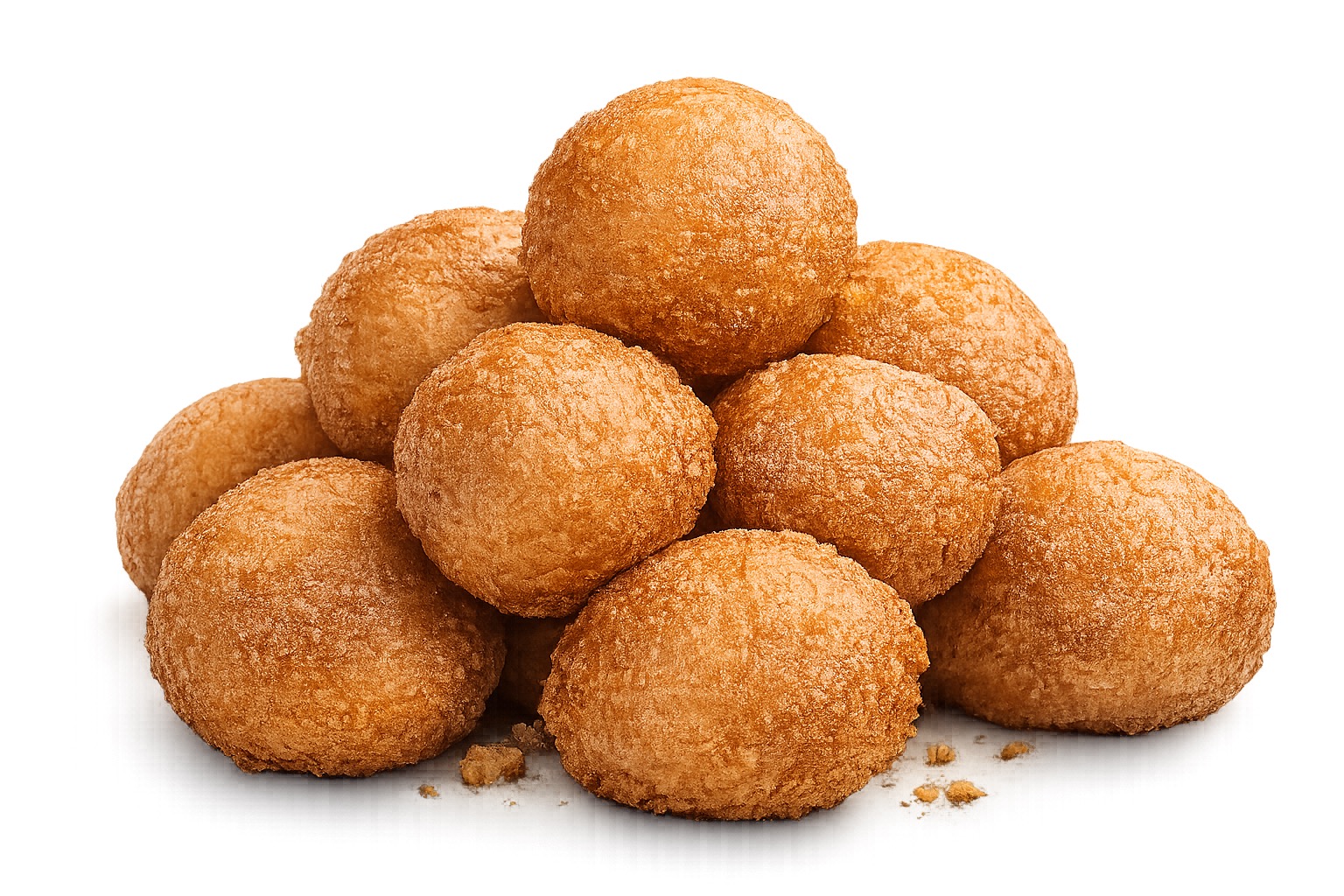 Golden puff puff piled on a plate